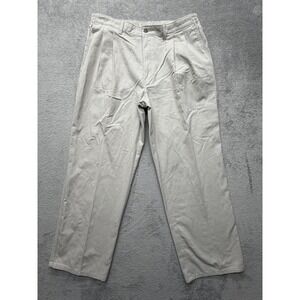 Towncraft Pants Mens Measured‎ 34x28 Khaki Wrinkle Free Pleated Elastic Waist